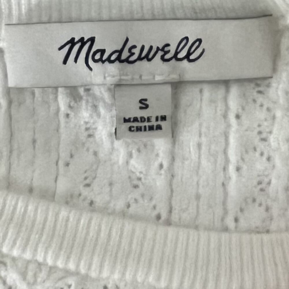 Madewell Summer White Open Crochet Short Sleeve Top Size S - Picture 2 of 6